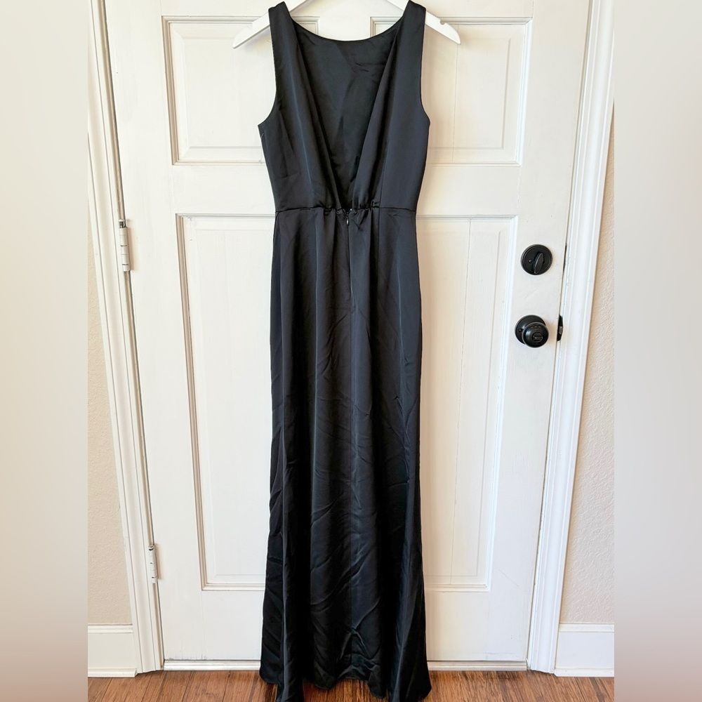 Nwt Anthropologie BHLDN Alice High-Neck Satin Maxi Dress Black - Picture 5 of 8